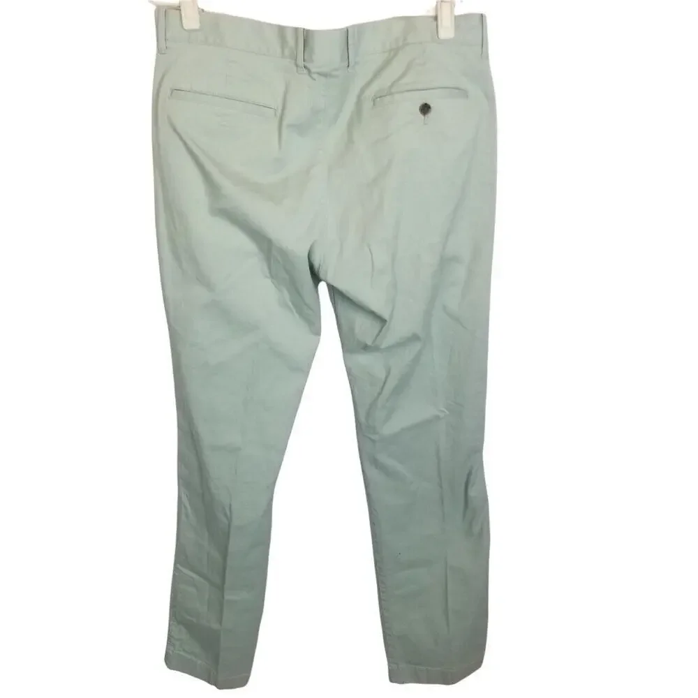 J. Crew Mens Chino Straight Leg Pants 36X34 Flex Preppy Minimalist Cotton Green